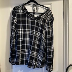 Black Plaid LOFT Blouse
